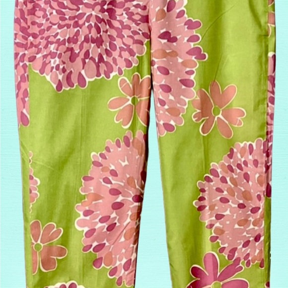 Lilly Pulitzer Green & Pink Floral Capris Pedal Pushers Women’s Size 8 EUC - Picture 2 of 6